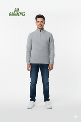 MR PRICE Men's Textured Knit Quarter - Zip Mock Neck Sweat Shirt - Smgarment's